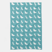 Teal and White Butterfly and Dragonfly Pattern Geschirrtuch (Vertikal)