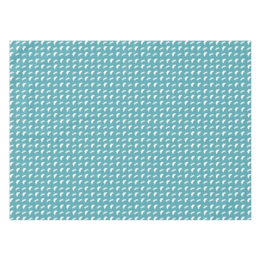Teal and White Butterfly and Dragonfly Pattern Tischdecke (Vorderseite (Horizontal))