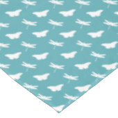 Teal and White Butterfly and Dragonfly Pattern Tischdecke (Schrägansicht)
