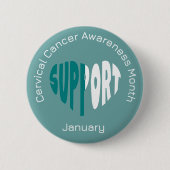 Teal And White Cervical Cancer Awareness Month Button (Vorderseite)