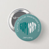 Teal And White Cervical Cancer Awareness Month Button (Vorne & Hinten)