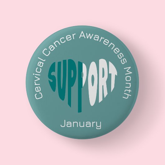Teal And White Cervical Cancer Awareness Month Button