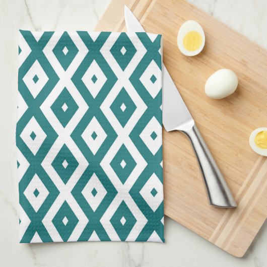 Teal and white diamond pattern geschirrtuch (Viertel Falte)