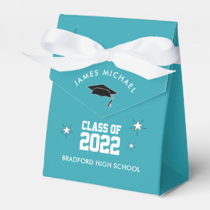 Teal and White Graduation Custom Favor Box Geschenkschachtel