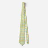 Teal and Yellow Plaid Pattern Necktie Tie Krawatte (Vorderseite)
