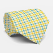 Teal and Yellow Plaid Pattern Necktie Tie Krawatte (Gerollt)