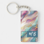 Teal Aqua Blue Purple Pink Gold Marble Art Pattern Schlüsselanhänger (Vorderseite)