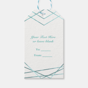 Teal Aqua Moderne geometrische Linien Glam Party F Geschenkanhänger