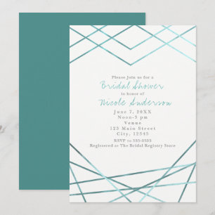 Teal Aqua moderne geometrische Linien Party-Einlad Einladung
