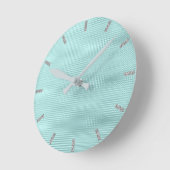Teal Aqua Silver Gray Runde Wanduhr (Winkel)