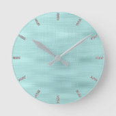 Teal Aqua Silver Gray Runde Wanduhr (Vorderseite)