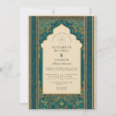 Teal Arch Islamic Wedding Einladung (Vorderseite)