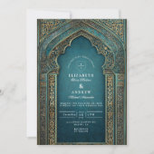 Teal Archway Islamic Wedding Einladung (Vorderseite)