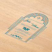 Teal Art Deco Vintage Clear Wedding Invitation Acryleinladungen (Ablage )