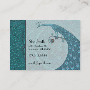 Teal Art Nouveau Vintage Pfau Boutique Karte