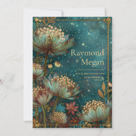 Teal Astrantia Glow Emerald Himmlische Hochzeit Einladung