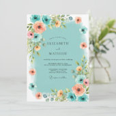 Teal Atmospheric Coastal Wedding Einladung (Stehend Vorderseite)