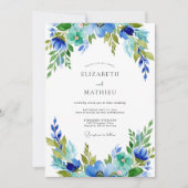 Teal Azure Harmonious Botanical Wedding Einladung (Vorderseite)