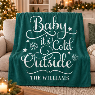 Teal Baby It's Cold Outside Familienname Fleecedecke