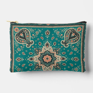 Teal Bandana Paisley kleine Zippertasche Zubehörtasche
