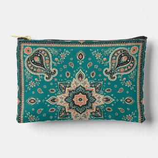 Teal Bandana Paisley kleine Zippertasche Zubehörtasche