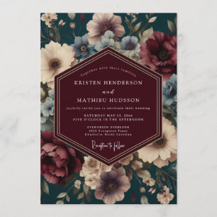 Teal Barocke Hochzeit Einladung