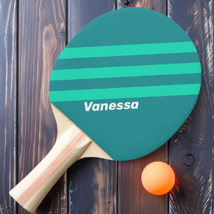 Teal Beach Breeze Streifen mit Namen Tischtennis Schläger