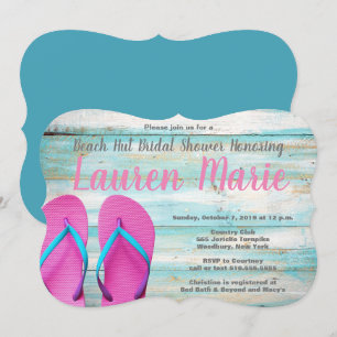 Teal Beach Hut Flip Flops Brautparty Einladung