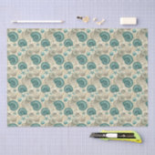 Teal & Beige Beach Shells Pattern Decoupage Seidenpapier (Handwerk)