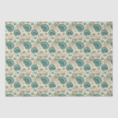 Teal & Beige Beach Shells Pattern Decoupage Seidenpapier (Vorderseite)