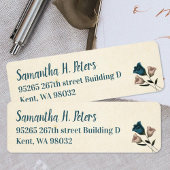 Teal, Beige Garden Roses Mailing Labels