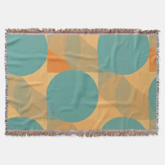 Teal, Beige und Orange im Retro-Look-Muster Decke (Vorderseite)