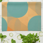 Teal, Beige und Orange im Retro-Look-Muster Geschirrtuch (Gefaltet)