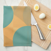 Teal, Beige und Orange im Retro-Look-Muster Geschirrtuch (Viertel Falte)