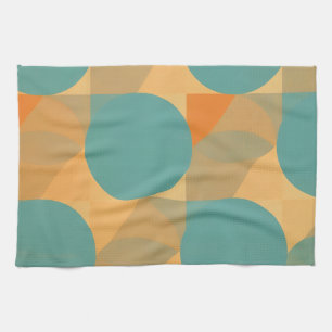 Teal, Beige und Orange im Retro-Look-Muster Geschirrtuch