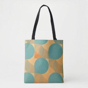 Teal, Beige und Orange im Retro-Look-Muster Tasche