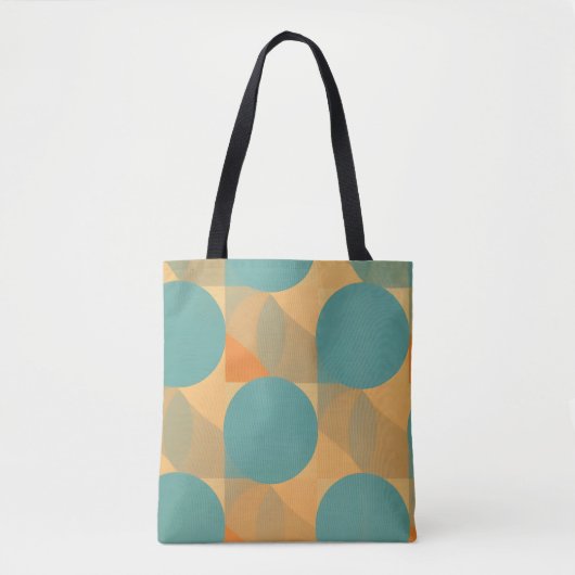 Teal, Beige und Orange im Retro-Look-Muster Tasche (Vorderseite)