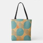Teal, Beige und Orange im Retro-Look-Muster Tasche (Rückseite)