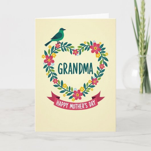 Teal Bird Muttertag Oma Karte (Vorderseite)