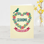 Teal Bird Muttertag Oma Karte (Gelbe Blume)