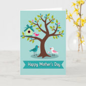 Teal Birds Mothers Day Scene Card Karte (Gelbe Blume)