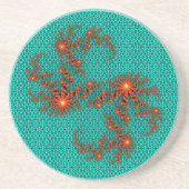 Teal Black Abstract Mandala Pattern Getränkeuntersetzer (Vorne)