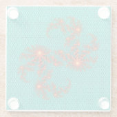 Teal Black Abstract Mandala Pattern Glasuntersetzer (Rückseite)