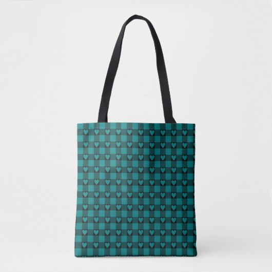 Teal Black Buffalo Heart Plaid Tasche (Vorderseite)