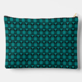 Teal Black Buffalo Heart Plaid Zubehörtasche (Rückseite)