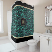 Teal & Black Leopard Pattern - Monogram Duschvorhang (Beispiel)