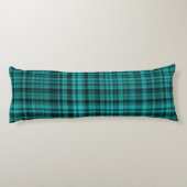 Teal Black Plaid Pattern Seitenschläferkissen (Rückseite)