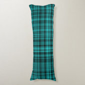 Teal Black Plaid Pattern Seitenschläferkissen (Vorderseite Vertikal)
