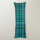 Teal Black Plaid Pattern Seitenschläferkissen (Rückseite (Vertikal))