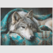 Teal Blanket Silver Wolf Portrait Seidenpapier (Vorderseite)
